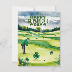 Cartes Pour Fêtes Annuelles Golfeur avec bière et trèfle Saint-Patrick