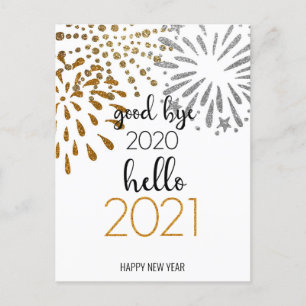 Cartes Pour Fêtes Annuelles Good Bye 2020 Hello 2021  Feu d'artifice
