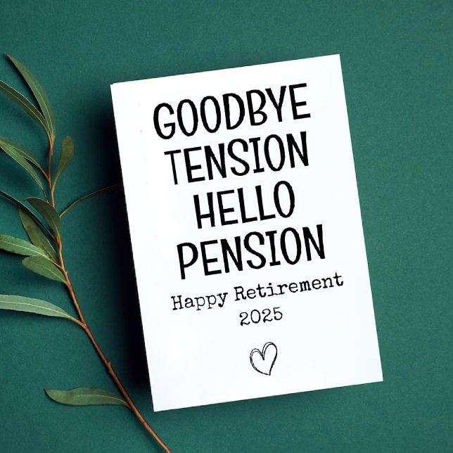 Cartes Pour Fêtes Annuelles Goodbye Tension Funny Retirement Card pour papa (Goodbye Tension Funny Retirement Card for Dad)