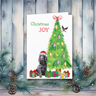 Cartes Pour Fêtes Annuelles Gordon Setter, Bird and Christmas Tree