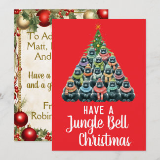 Cartes Pour Fêtes Annuelles Gorilla Arbre de Noël Cloche de la Jungle