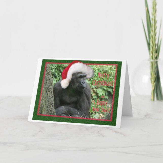 Cartes Pour Fêtes Annuelles Gorilla de Noël (Devant)