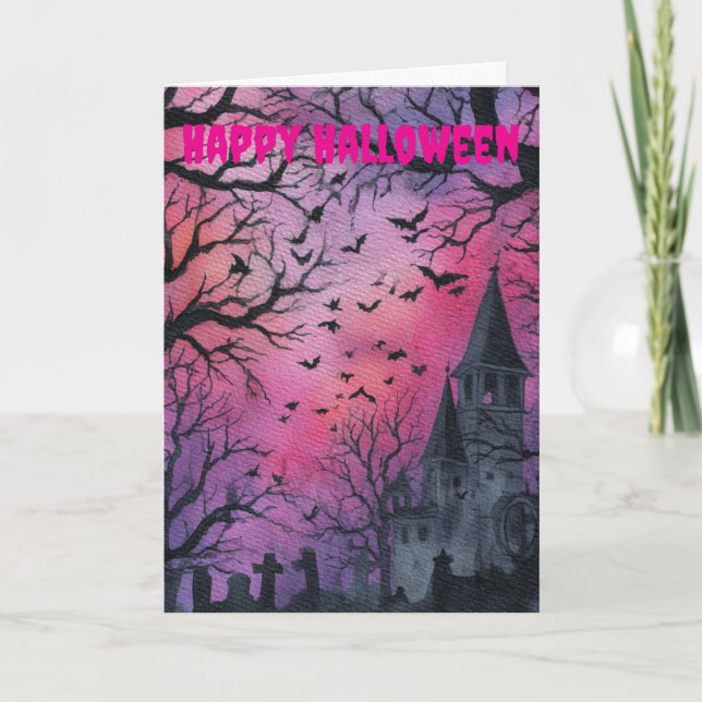 Cartes Pour Fêtes Annuelles Gothic Halloween Scene (Devant)