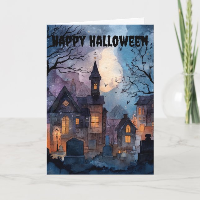 Cartes Pour Fêtes Annuelles Gothic Halloween Scene (Devant)