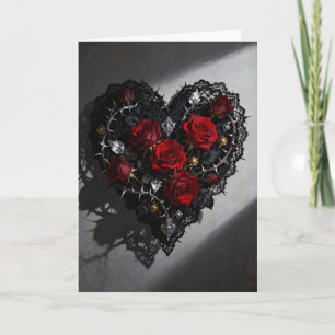 Cartes Pour Fêtes Annuelles Gothic Heart et Roses Saint-Valentin
