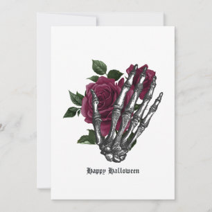 Cartes Pour Fêtes Annuelles Gothique Floral Squelette de Bourgogne