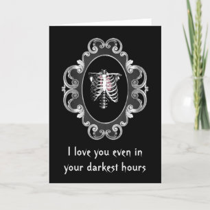 Cartes Pour Fêtes Annuelles Gothique Romantique Crâne et Cœur Saint-Valentin
