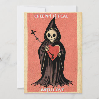 Cartes Pour Fêtes Annuelles Gothique Saint-Valentin Sombre Faucheuse avec Cœur
