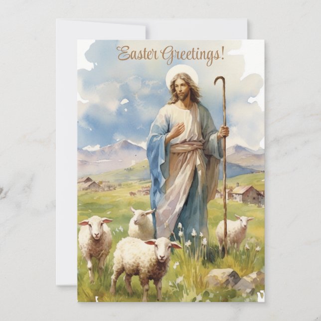 Cartes Pour Fêtes Annuelles Grace de Pâques : Jésus parmi les moutons (Devant)