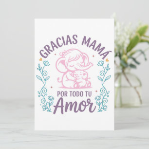 Cartes Pour Fêtes Annuelles Gracias Mamá – Éléphants Tendres Fête des Mères