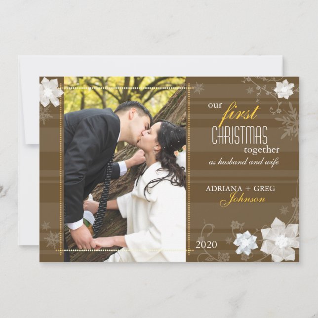 Cartes Pour Fêtes Annuelles Gracieux notre première de Noël photo ensemble (Devant)