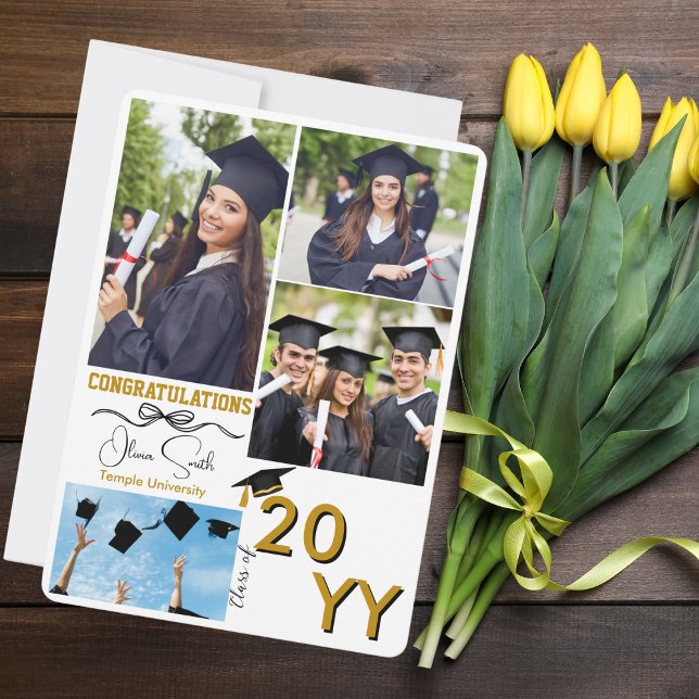 Cartes Pour Fêtes Annuelles Graduation Photo Félicitations Diplômé BFF Gold (Créateur téléchargé)
