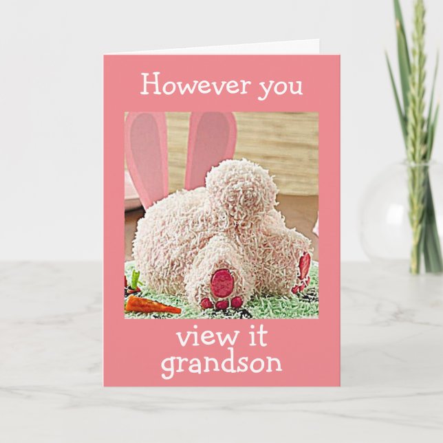 CARTES POUR FÊTES ANNUELLES GRAND BUNNY BUTT EASTER ACCUEILLANT "GRANDSON EAST (Devant)