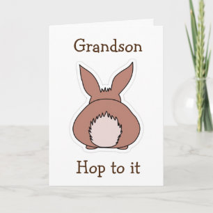 CARTES POUR FÊTES ANNUELLES GRAND BUNNY BUTT EASTER ACCUEILLANT "GRANDSON EAST