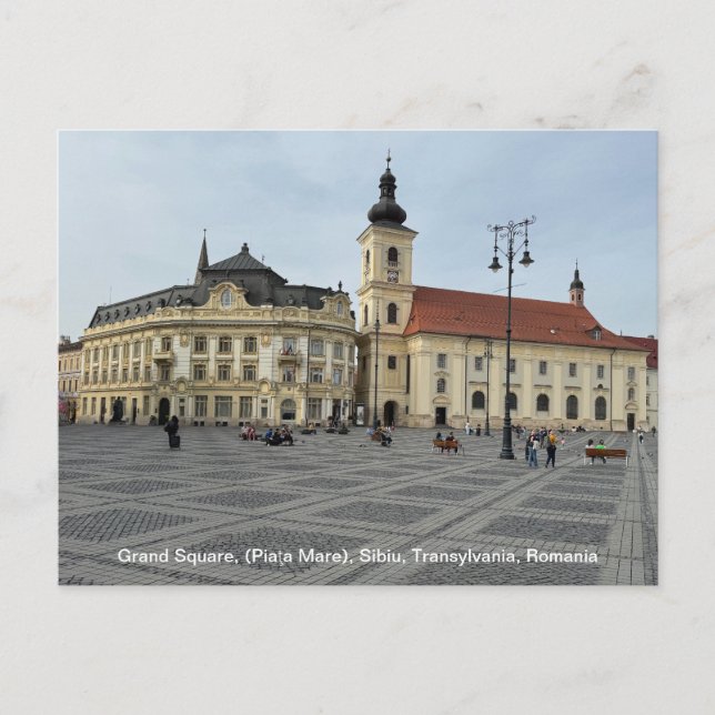 Cartes Pour Fêtes Annuelles Grand Carré, (Piaţa Mare), Sibiu, Roumanie sur un (Devant)