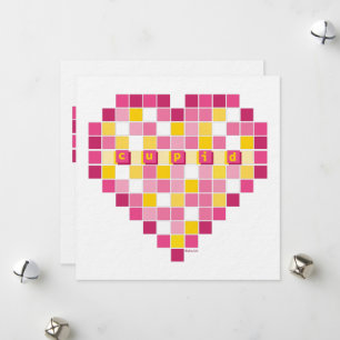 Cartes Pour Fêtes Annuelles Grand Coeur de Pixel Cupidon