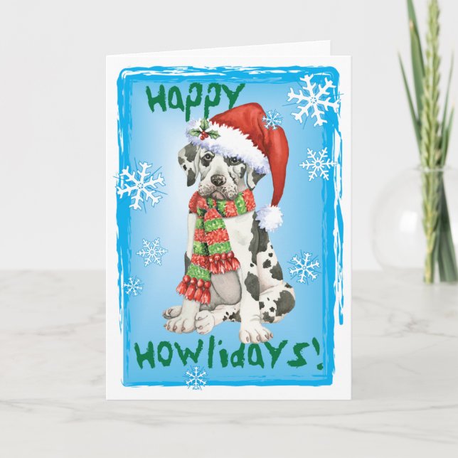 Cartes Pour Fêtes Annuelles Grand Dane de Noël (Devant)