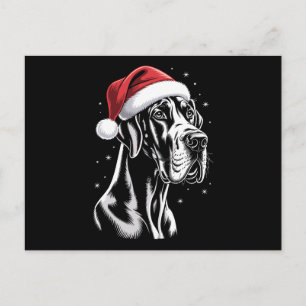 Cartes Pour Fêtes Annuelles Grand Danois Chapeau de Père Noël Noir Blanc Noël