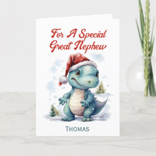 Cartes Pour Fêtes Annuelles Grand dinosaure de Noël Nephew