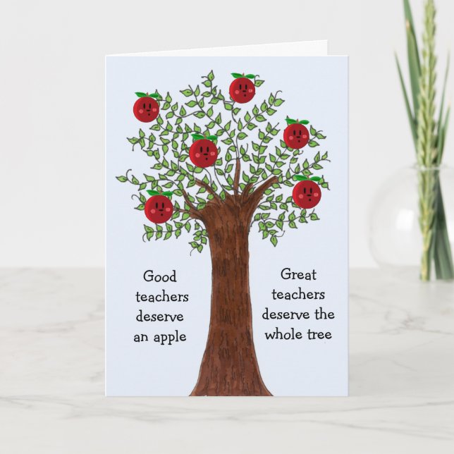 Cartes Pour Fêtes Annuelles Grand enseignant Apple Tree Design (Devant)