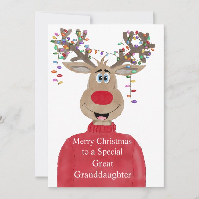 Cartes Pour Fêtes Annuelles Grand-fille Reindee Noël (Devant)