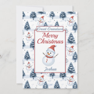 Cartes Pour Fêtes Annuelles Grand-fils Joyeux Noël Snowman Flat