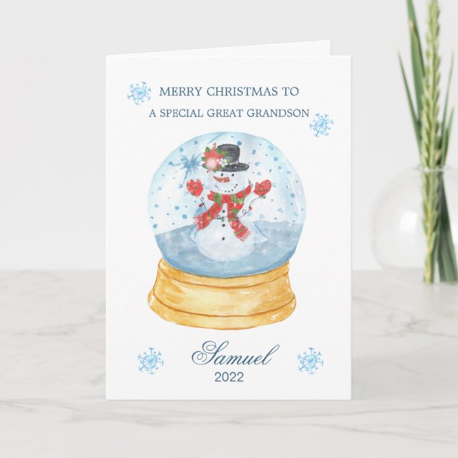 Cartes Pour Fêtes Annuelles Grand Grand Globe de neige Snowman Noël (Devant)