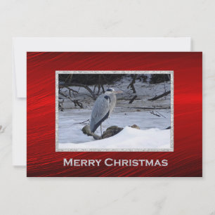 Cartes Pour Fêtes Annuelles Grand Héron bleu photo neige Appartement de Noël