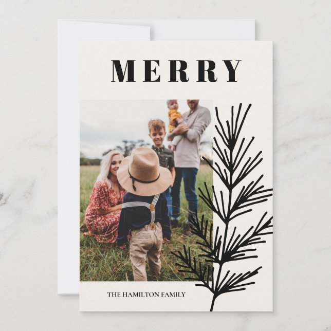 Cartes Pour Fêtes Annuelles Grand Joyeux et Feuilles (Devant)