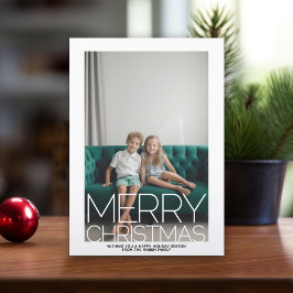 Cartes Pour Fêtes Annuelles Grand Joyeux Noël - Aquarelle bleu vert retour