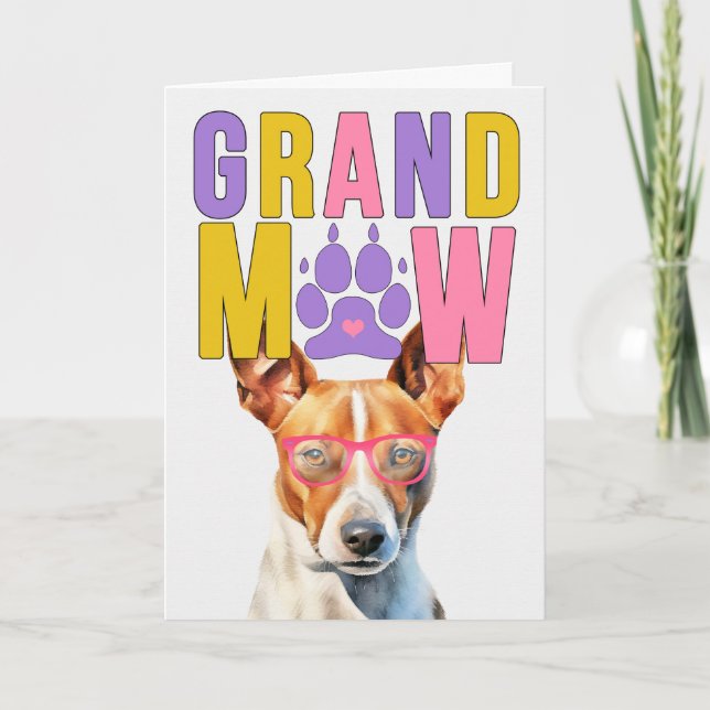 Cartes Pour Fêtes Annuelles Grand-MAW Basenji Chien Funny Grand-parents Day (Devant)