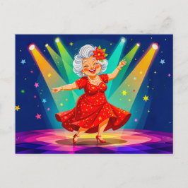 Cartes Pour Fêtes Annuelles Grand-mère dansant sur scène