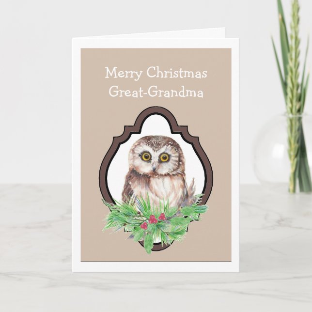 Cartes Pour Fêtes Annuelles Grand-mère Joyeux Chouette de Noël, Humour d'oisea (Devant)