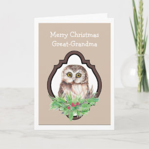 Cartes Pour Fêtes Annuelles Grand-mère Joyeux Chouette de Noël, Humour d'oisea