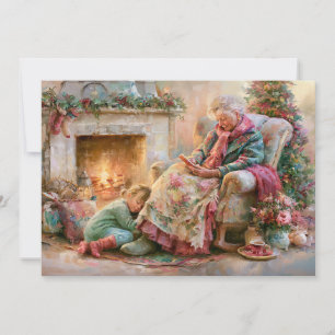 Cartes Pour Fêtes Annuelles Grand-mère Petit-enfant Cheminée Noël