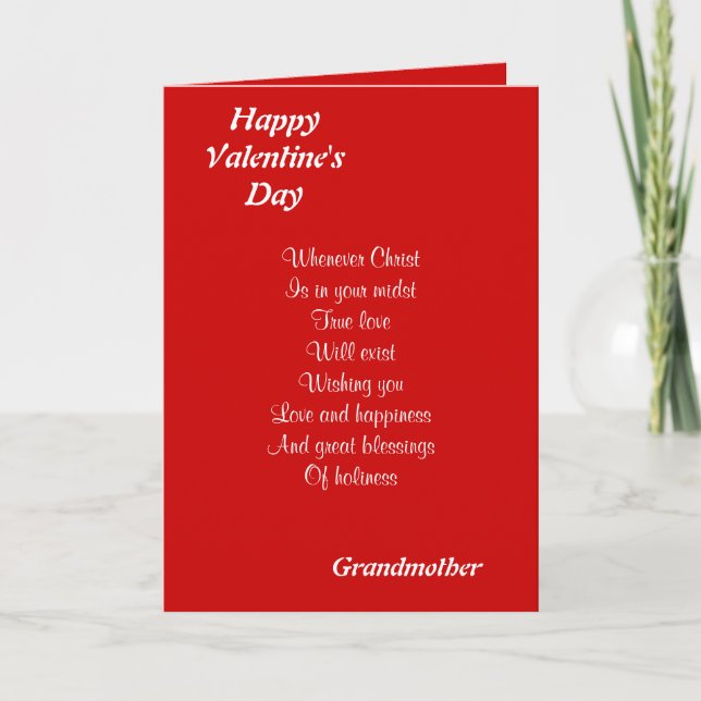 Cartes Pour Fêtes Annuelles Grand-mère religieuse de Saint-Valentin (Devant)