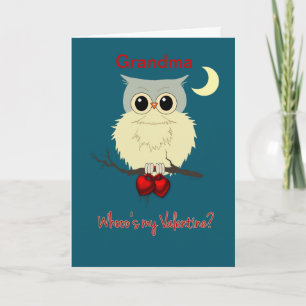 Cartes Pour Fêtes Annuelles Grand-mère Valentine's Day Cute Owl Humour