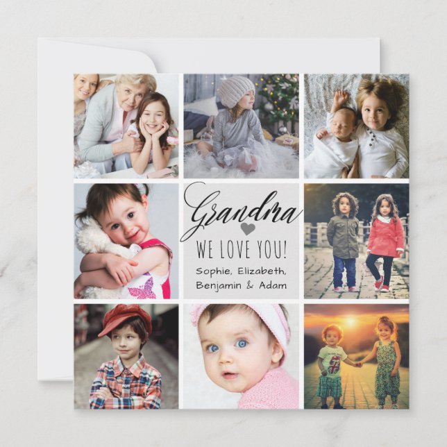 Cartes Pour Fêtes Annuelles Grand-mère We Love You Photo Collage (Devant)