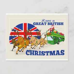 Cartes Pour Fêtes Annuelles Grand Noël britannique Père Noël Reindeer Doube De