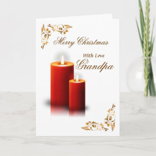 Cartes Pour Fêtes Annuelles Grand-papa/Joyeux Noël - bougies rouges/Flourish
