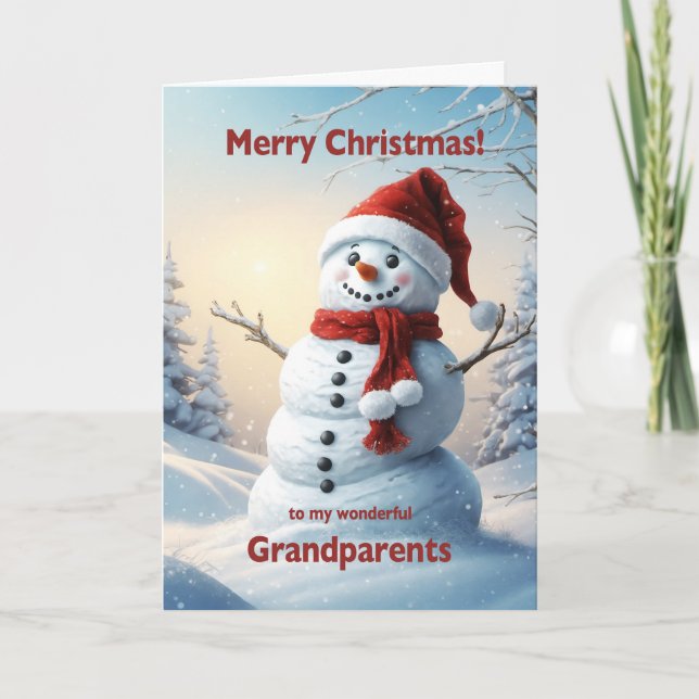 Cartes Pour Fêtes Annuelles Grand-parents Christmas Snowman (Devant)