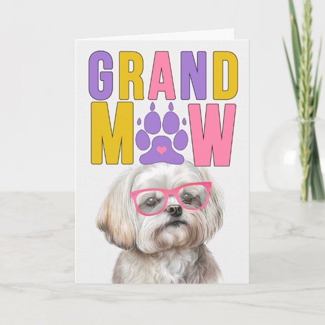 Cartes Pour Fêtes Annuelles Grand-parents de Grand-MAW Maltese Grand-DOG (Devant)