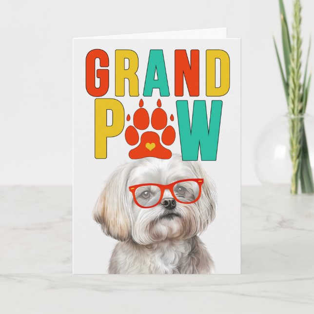 Cartes Pour Fêtes Annuelles Grand-Parents de Grand-PAW Maltese Grand-DOG (Devant)