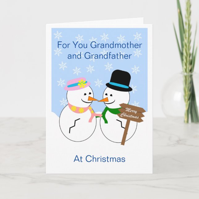 Cartes Pour Fêtes Annuelles Grand-parents des neiges Noël (Devant)
