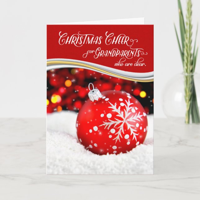 Cartes Pour Fêtes Annuelles Grand-parents Noël Soeur Ornement Rouge (Devant)