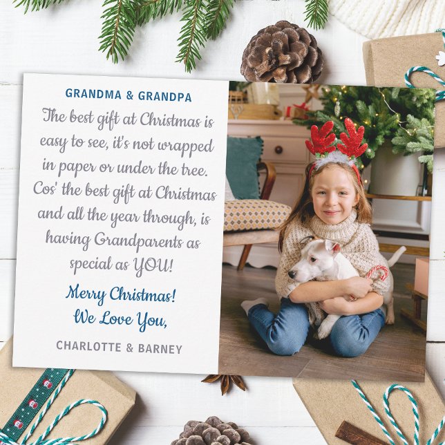 Cartes Pour Fêtes Annuelles Grand-parents Photo personnalisée Poème de Noël (Créateur téléchargé)