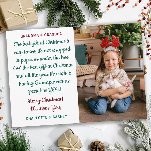 Cartes Pour Fêtes Annuelles Grand-parents Poème de Noël Photo personnalisée (Créateur téléchargé)