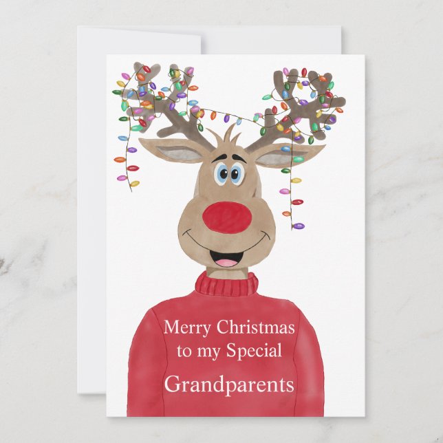 Cartes Pour Fêtes Annuelles Grand-parents Reindeer Noël personnalisable (Devant)