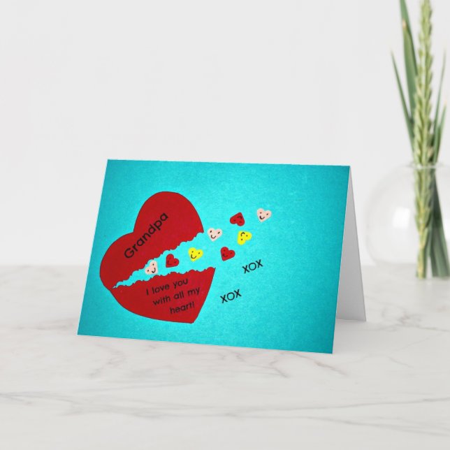 Cartes Pour Fêtes Annuelles Grand-père, je t'aime de tout mon coeur ! (Devant)