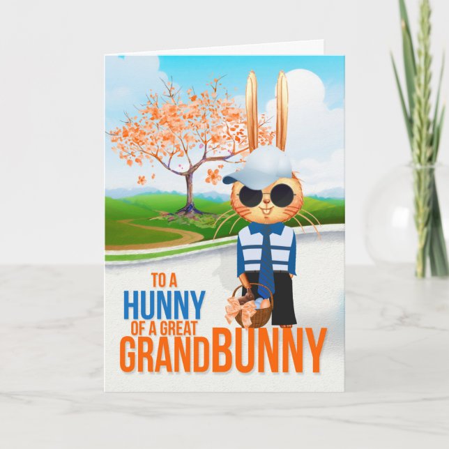 Cartes Pour Fêtes Annuelles Grand petit-fils Hunny un grand lapin Pâques (Devant)